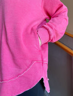 HARPER PINK V-NECK PULLOVER SWEATSHIRT WITH POCKETS-JadyK-Sissy Boutique