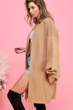 CASUAL CAMEL COLORED SOLID FALL LONG SLEEVE CARDIGAN-Cezele