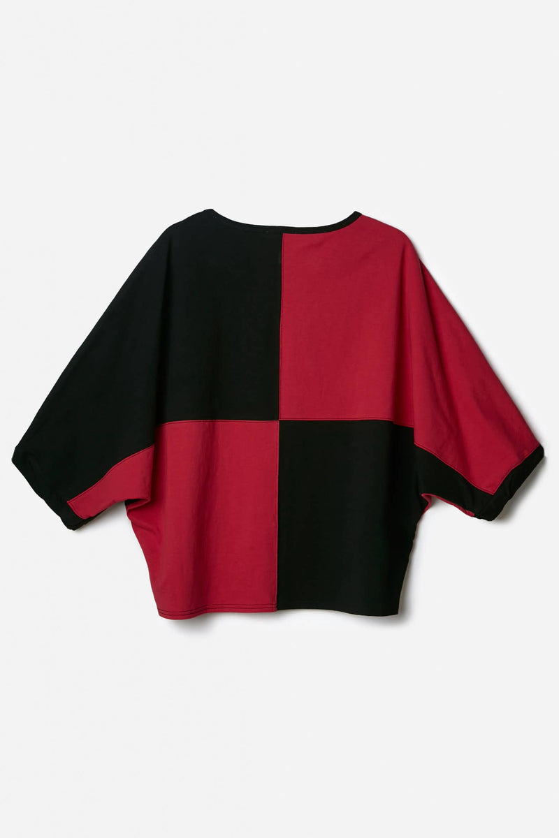 BLACK AND RED GEORGIA GAMEDAY COLOR BLOCK LOOSE FIT TOP-Fantastic Fawn