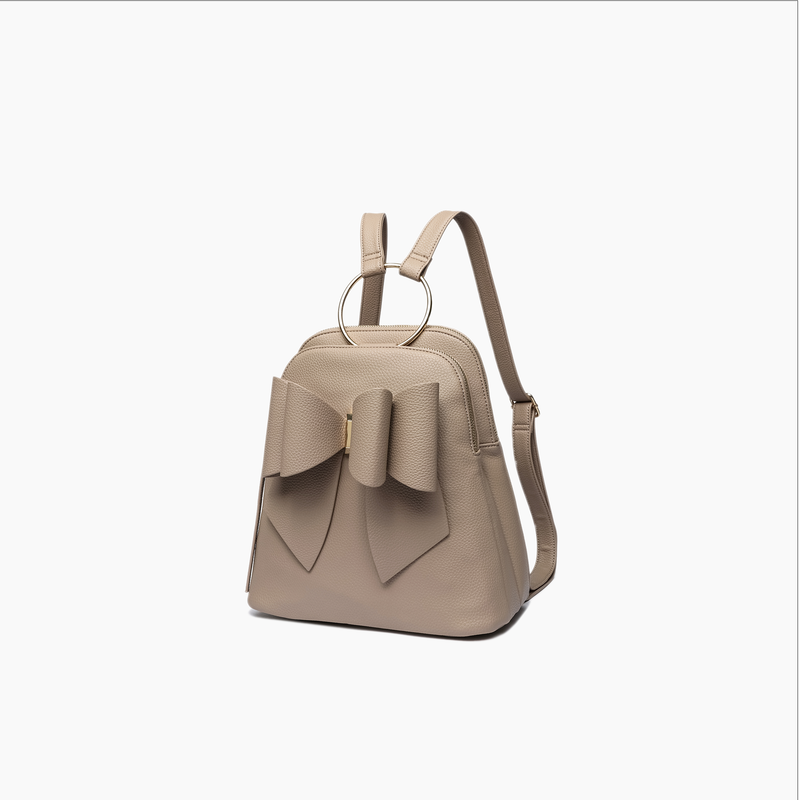 TAUPE JASMINE BOW BACKPACK HANDBAG-Like Dreams