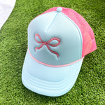 PINK AND BLUE BOW TRUCKER HAT-Pierce + Pine