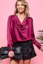 Satin Drape Blouse-Cezele