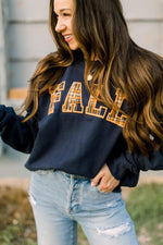 PLAID FALL NAVY SWEATSHIRT-Sissy Boutique