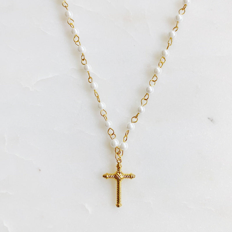 Cabled Cross Pendant Necklace-Ellison+Young-Sissy Boutique