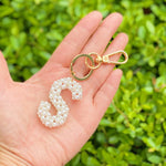 Hand Knitted Retro Pearl Initial Key Chain