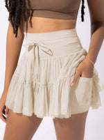 HIGH-WAISTED LACE-UP PANELLED PLEATED SKIRT: BLACK-Rosa Clothing