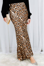 Leopard Printed Bias Cut Satin Maxi Skirt-Vine & Love-Sissy Boutique