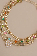 PEARL HEART MULTI STONE MULTI LAYER BRACELET | 80B234-JOSSLYN by wall to wall-Sissy Boutique