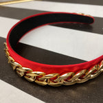 RED AND GOLD CHAIN HEADBAND-Sissy Boutique