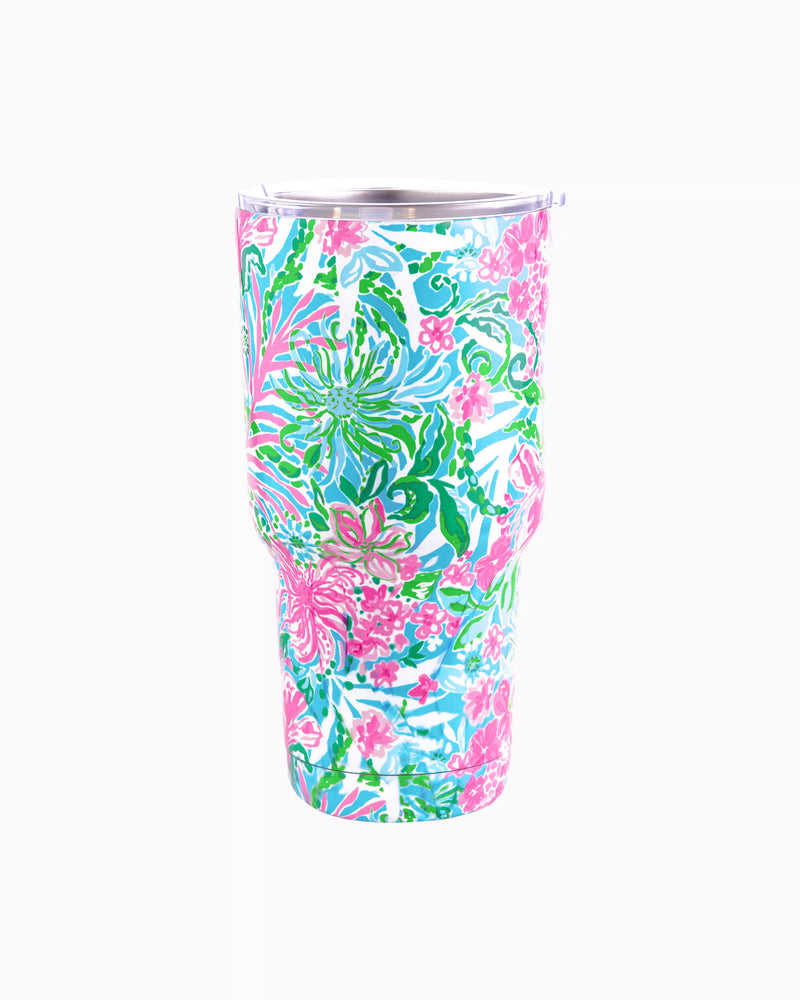 LILLY PULITZER LEAF IT WILD LARGE INSULATED TUMBLER WITH LID-Sissy Boutique