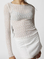 WHITE SEMI-SHEER LACE CROP TOP-DE VAVE