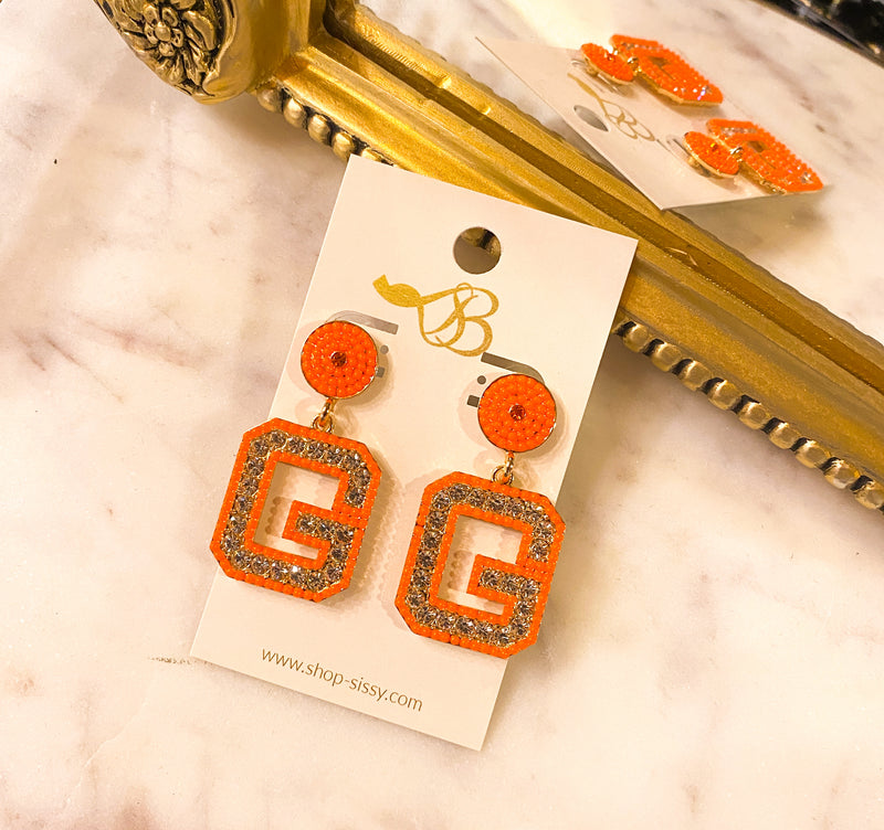 ORANGE G DIAMOND EARRINGS-Sissy Boutique