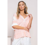 STRIPED SPORTY PASTEL AND WHITE PINK POLO SHIRT-Hailey&Co