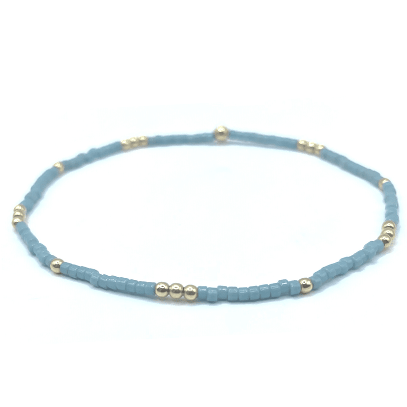 2MM NEWPORT PALE TURQUOISE BLUE + GOLD FILLED WATERPROOF BRACELET-erin gray