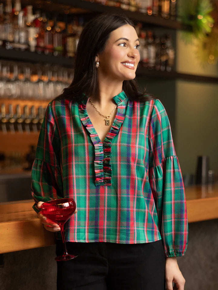 Michelle Mcdowell Lexi Top | Plaid About You Green-Michelle McDowell-Sissy Boutique