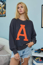 ACID 'A' WASHED ORANGE AND NAVY SWEATSHIRT A LOGO ON TOP (AUBURN)-Oddi