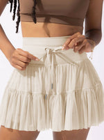 HIGH-WAISTED LACE-UP PANELLED PLEATED SKIRT: BLACK-Rosa Clothing