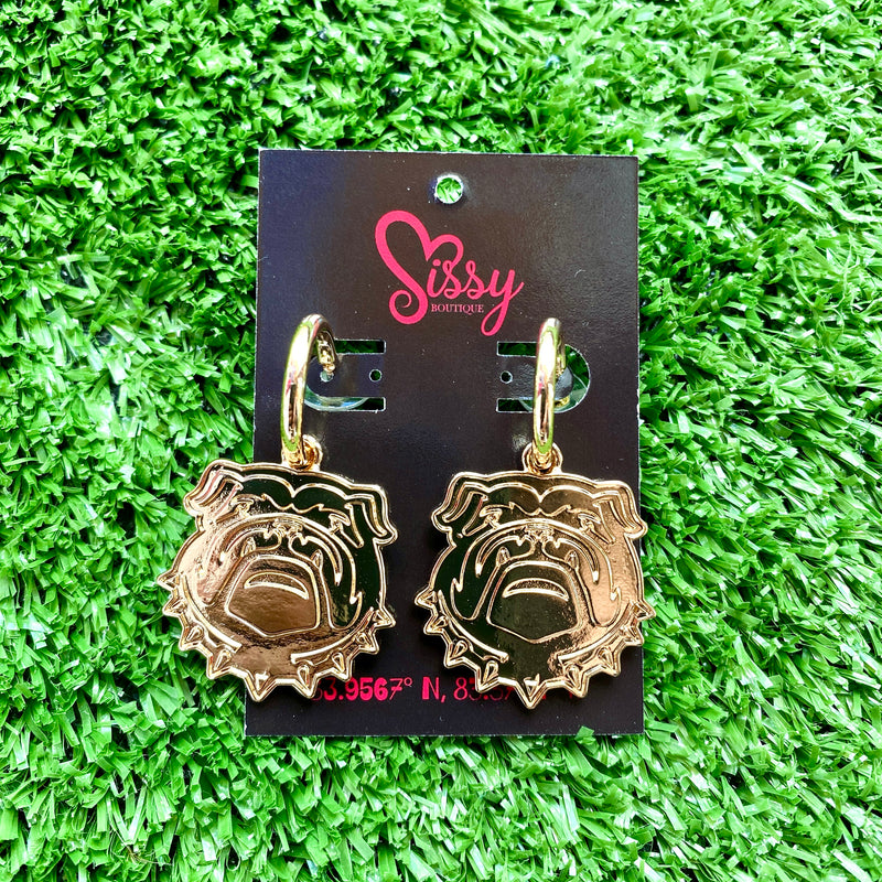 GOLD BULLDOG METAL HOOP EARRINGS-Sissy Boutique