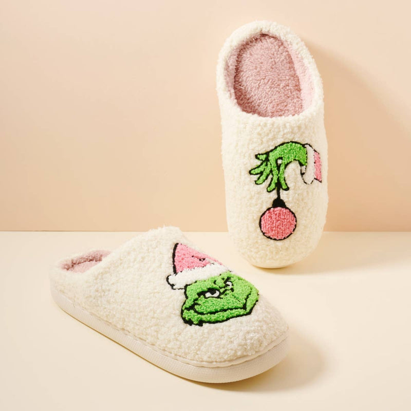 CHRISTMAS MONSTER HOME SLIPPERS: PINK / SMALL / 4DL98004-Lilla Haven