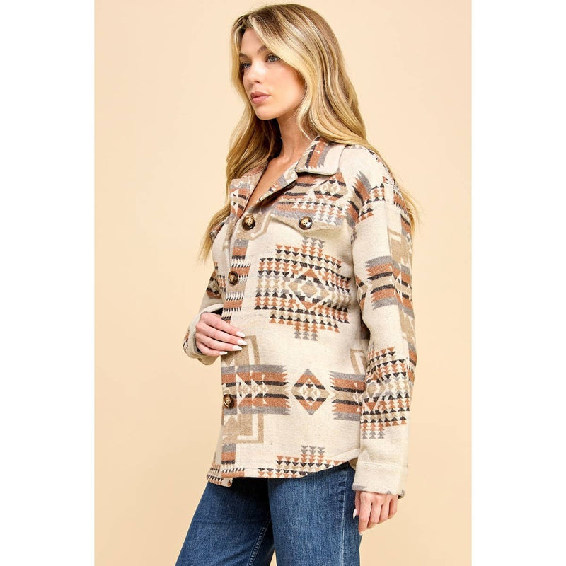 Aztec Print Shacket-Veveret-Sissy Boutique