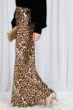 Leopard Printed Bias Cut Satin Maxi Skirt-Vine & Love-Sissy Boutique