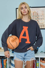 ACID 'A' WASHED ORANGE AND NAVY SWEATSHIRT A LOGO ON TOP (AUBURN)-Oddi