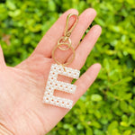 Hand Knitted Retro Pearl Initial Key Chain