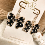 BLACK BOW AND PEARL EARRINGS-Sissy Boutique