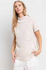 IVORY EMBROIDERED MOCK NECK KINT TOP-Ces Femme