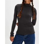 Black Long Sleeve Turtleneck Top-Sweetkama 