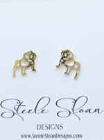 ADORABLE BULLDOG EARRINGS- GOLD STAINLESS STEEL BULLDOGS: SILVER-Steele Sloan Designs