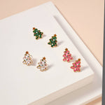 CHRISTMAS TREE ENAMEL STUD EARRINGS: GREEN-Lilla Haven