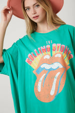 GREEN ROLLING STONES SEQUIN TONGUE TEE-Fantastic Fawn