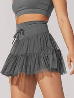 HIGH-WAISTED LACE-UP PANELLED PLEATED SKIRT: BLACK-Rosa Clothing