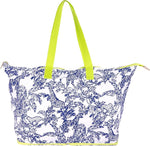 LILLY PULITZER LARGE PACKABLE TOTE, REUSABLE GROCERY BAG THAT PACKS INTO ITSELF, TOTE WITH SHOULDER STRAP AND ZIPPER, SAFARI PARTY-lilly pulitzer