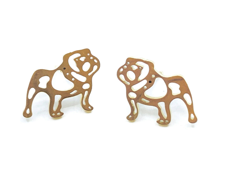 ADORABLE BULLDOG EARRINGS- GOLD STAINLESS STEEL BULLDOGS: SILVER-Steele Sloan Designs