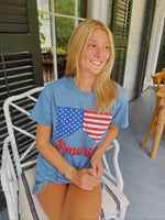 AMERICA FLAG BLUE GRAPHIC T-SHIRTS-Rustee Clothing-Sissy Boutique