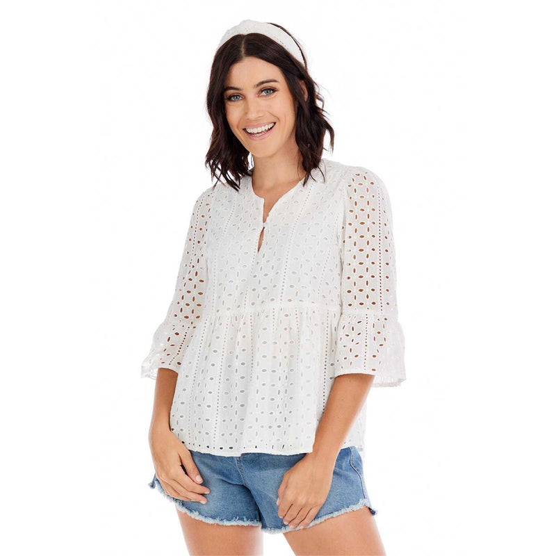 WHITE ANA EYELET TOP MUD PIE-Mud Pie