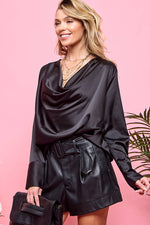 Satin Drape Blouse-Cezele