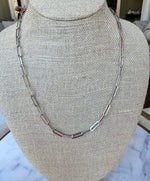 SILVER ADJUSTABLE TO 19” PAPER CLIP CHAIN WITH LOBSTER CLASP-Sissy Boutique