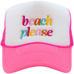 "beach please" Trucker Hat (in white/white and pink/white)-Katydid-Sissy Boutique