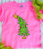 WHO CHRISTMAS TREE| NEON PINK | YOUTH | SHORT SLEEVE TEE: YOUTH EXTRA SMALL-Small Town Society Apparel Co.