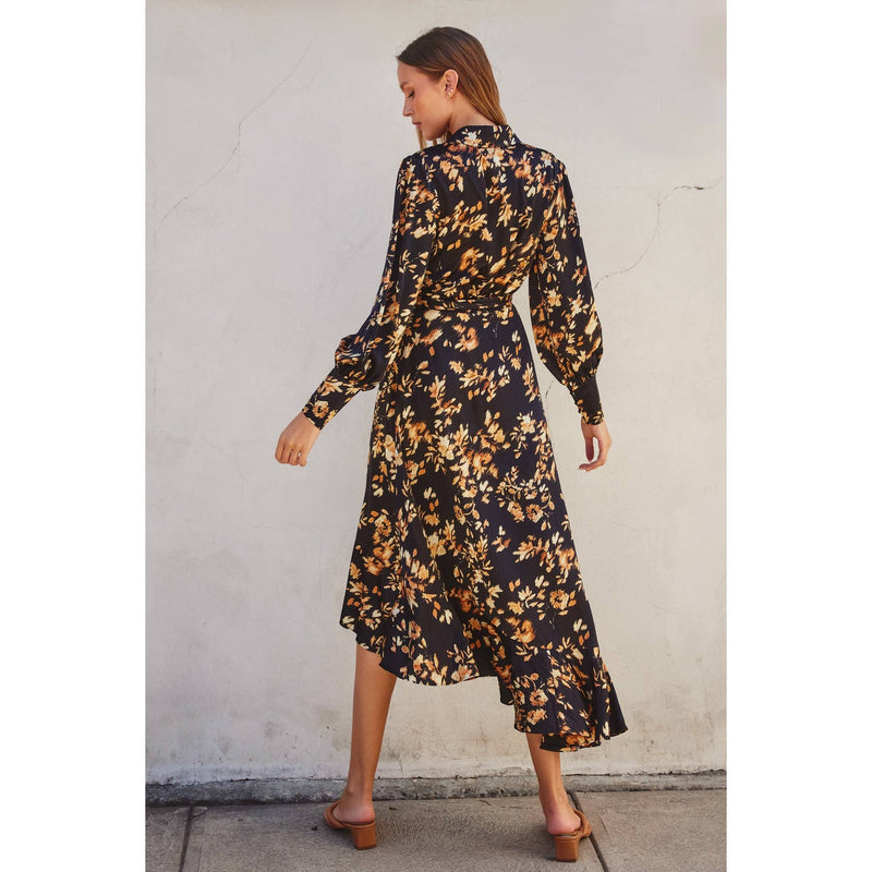 It Depends Ruffled Midi Wrap Dress-Dress Forum