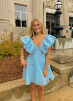 ORGANZA RUFFLE SLEEVE MINI DRESS: BLUE-Saints & Secrets-Sissy Boutique