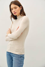 OATMEAL BASIC TURTLE NECK KNIT TOP-Be Cool