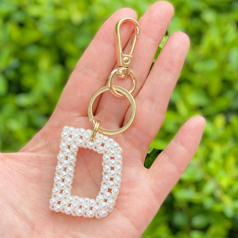 Hand Knitted Retro Pearl Initial Key Chain