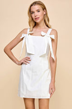 WHITE BOW DETAIL MINI DRESS-TCEC