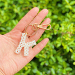 Hand Knitted Retro Pearl Initial Key Chain