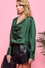 Satin Drape Blouse-Cezele