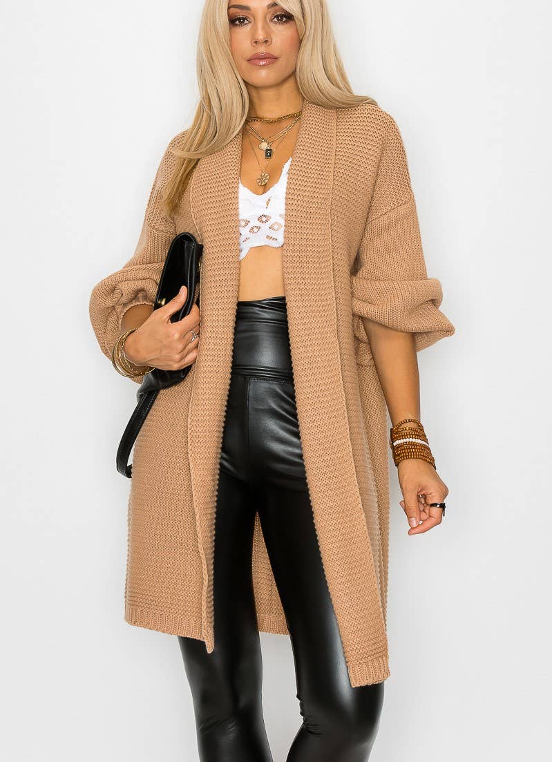 CASUAL CAMEL COLORED SOLID FALL LONG SLEEVE CARDIGAN-Cezele